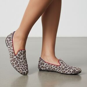 Rothy's Leopard Print Loafers with Red Trim